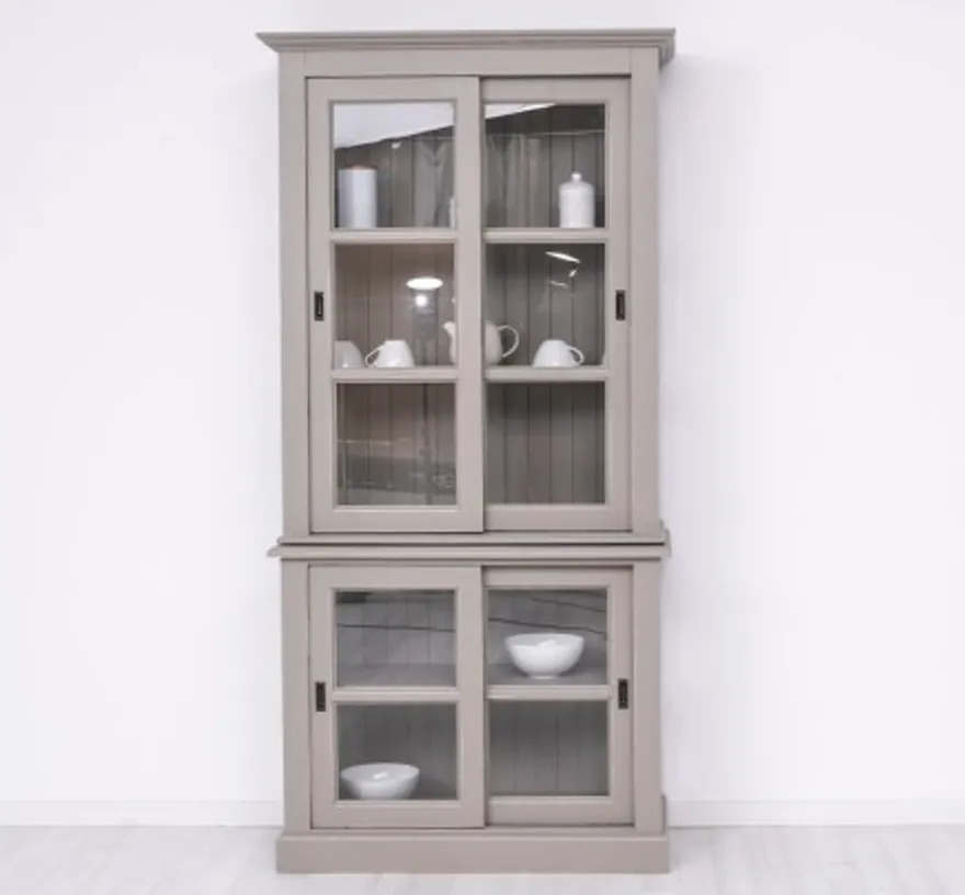 Casa Padrino Vitrine im Landhausstil mit 2 Türen, 110 x 47 x 220 cm