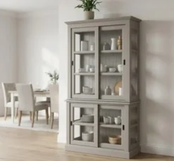 Casa Padrino Vitrine im Landhausstil mit 2 Türen, 110 x 47 x 220 cm