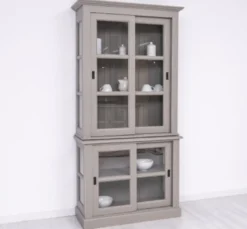 Casa Padrino Vitrine im Landhausstil mit 2 Türen, 110 x 47 x 220 cm