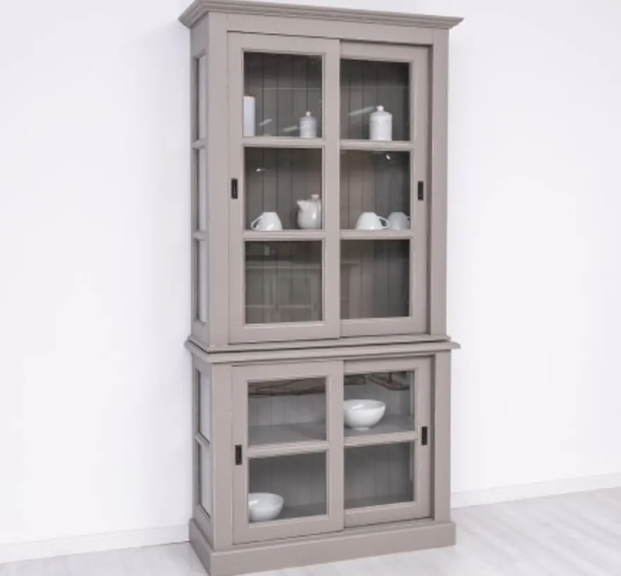 Casa Padrino Vitrine im Landhausstil mit 2 Türen, 110 x 47 x 220 cm