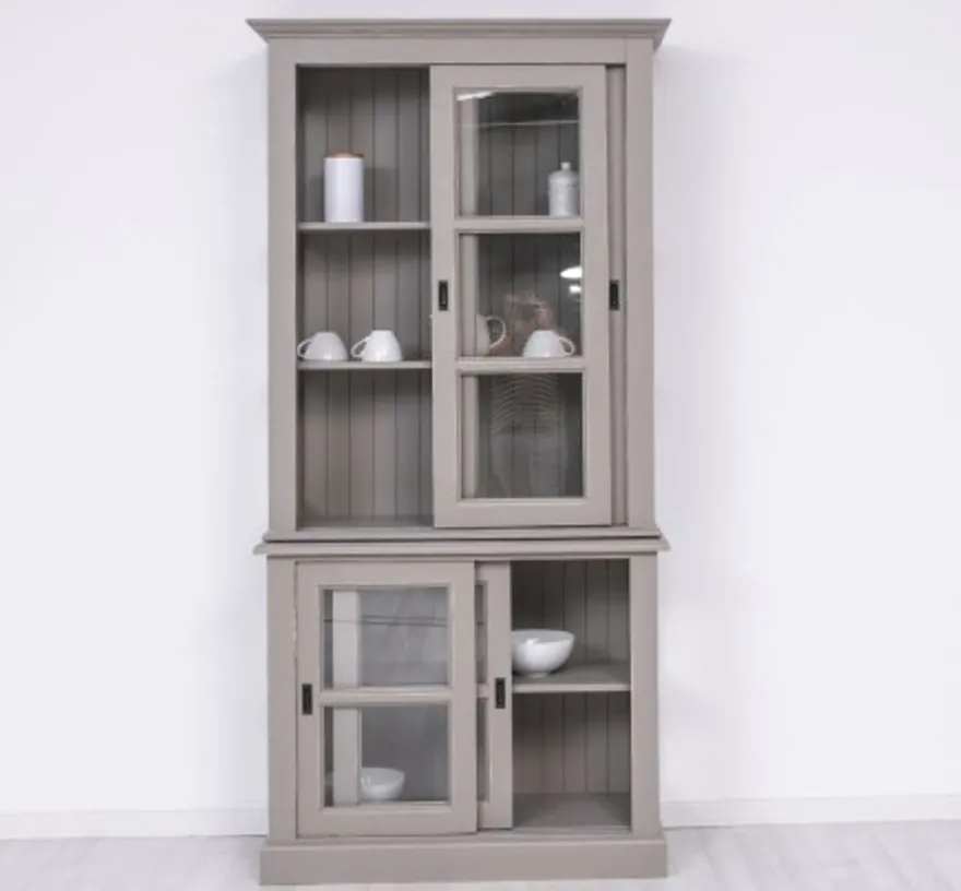 Casa Padrino Vitrine im Landhausstil mit 2 Türen, 110 x 47 x 220 cm