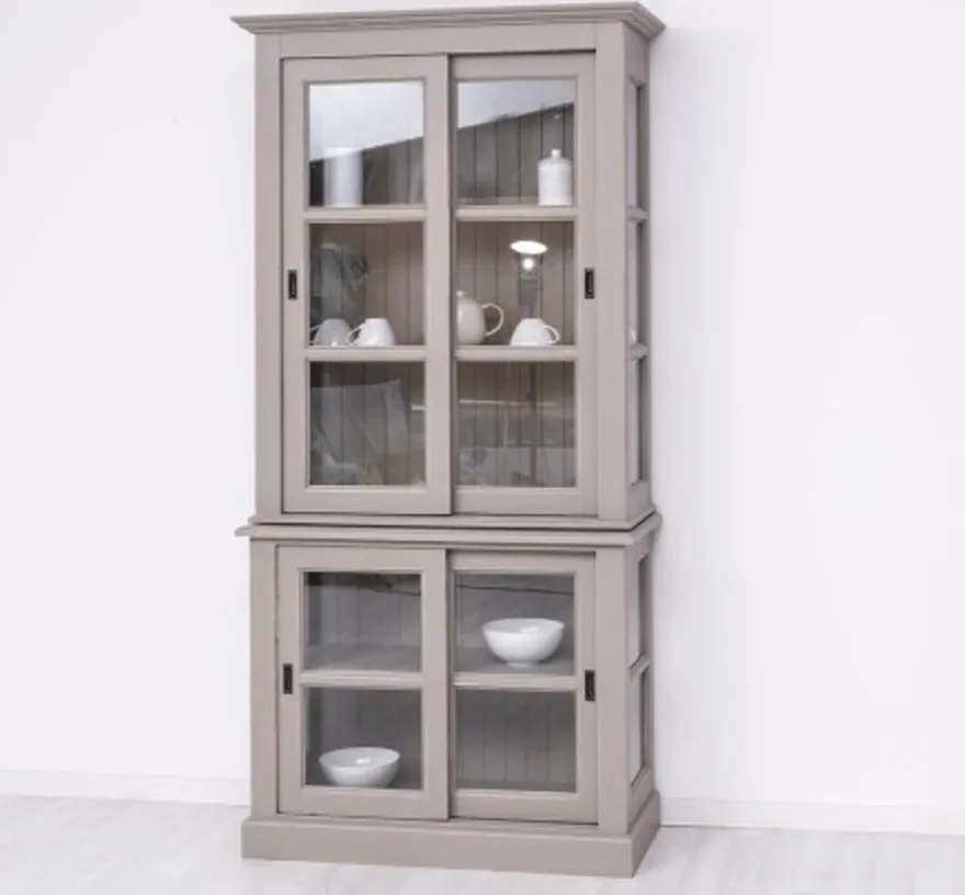 Casa Padrino Vitrine im Landhausstil mit 2 Türen, 110 x 47 x 220 cm