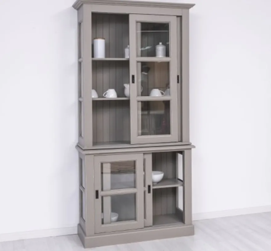 Casa Padrino Vitrine im Landhausstil mit 2 Türen, 110 x 47 x 220 cm