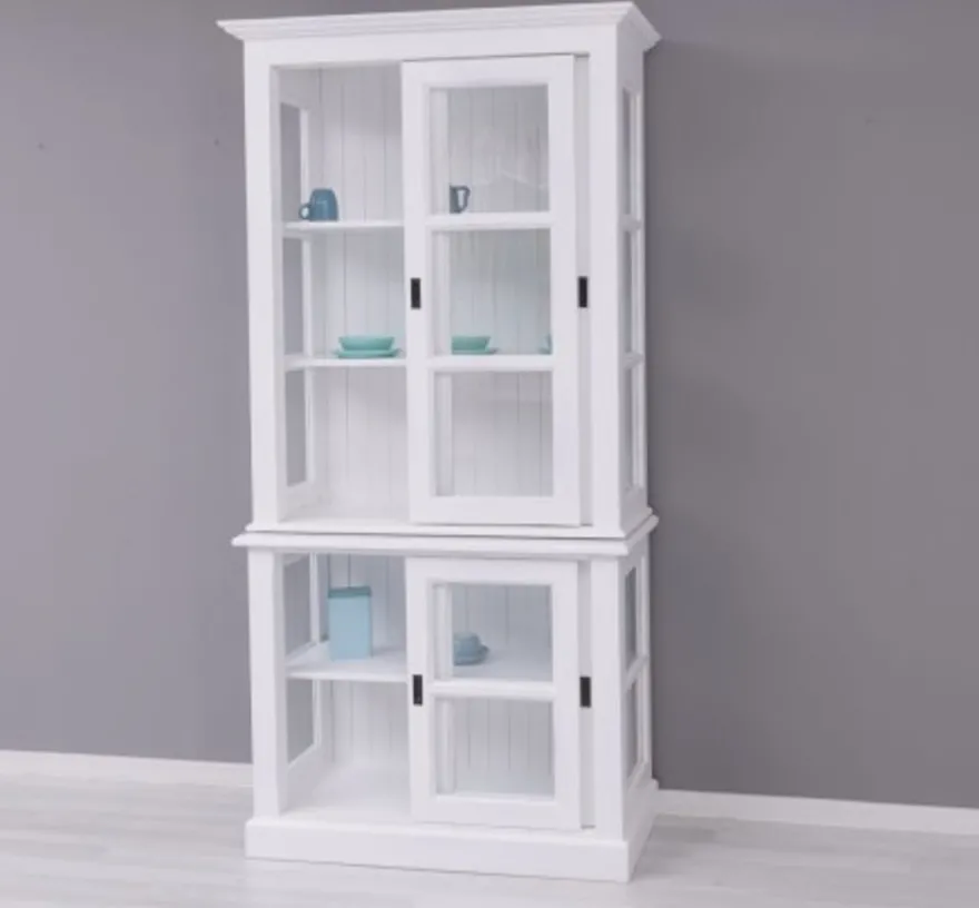 Casa Padrino Vitrine im Landhausstil mit 2 Türen, 110 x 47 x 220 cm