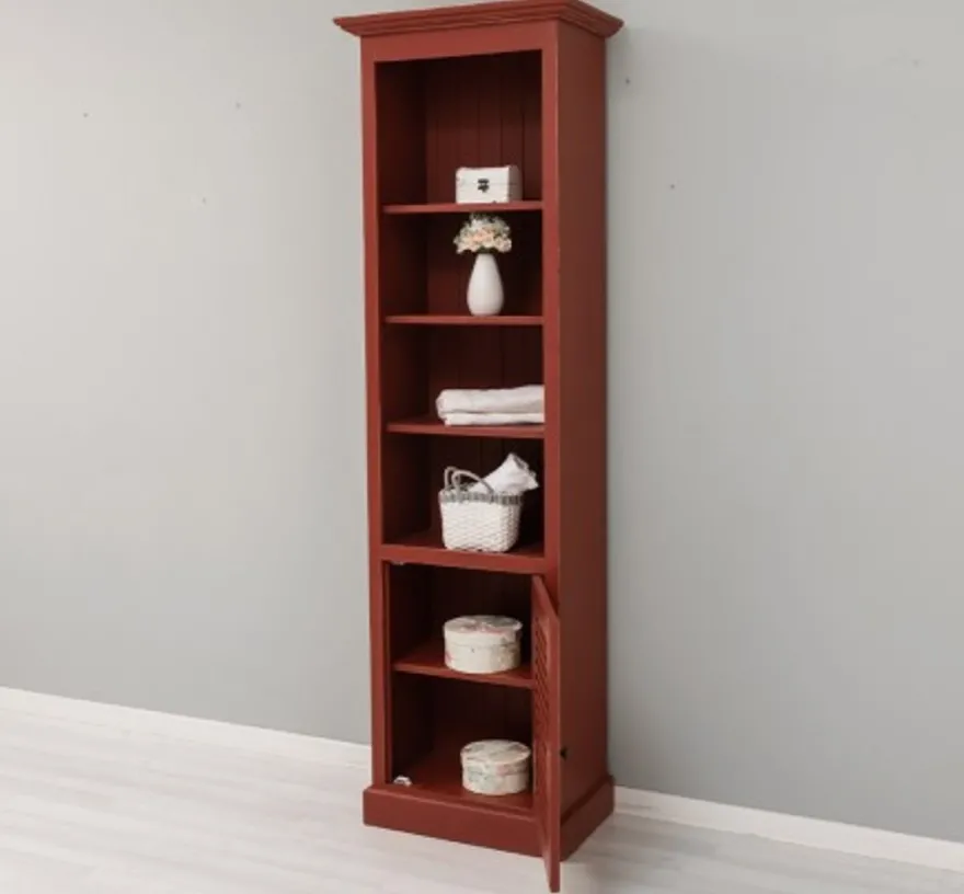 Casa Padrino Vitrine im Landhausstil Taupe mit 1 Glastür, 63 x 39 x 210 cm