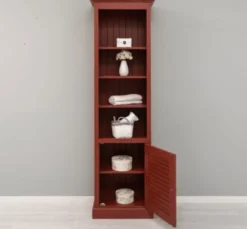 Casa Padrino Vitrine im Landhausstil Taupe mit 1 Glastür, 63 x 39 x 210 cm