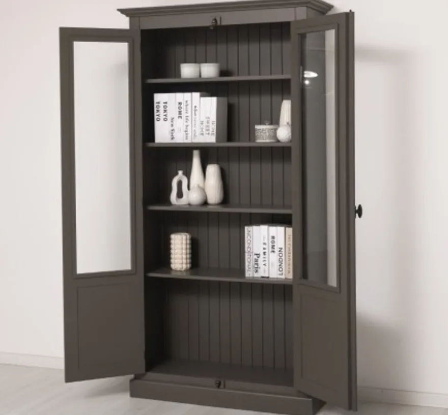 Casa Padrino Vitrine im Landhausstil mit 2 Türen, 110 x 40 x 210 cm