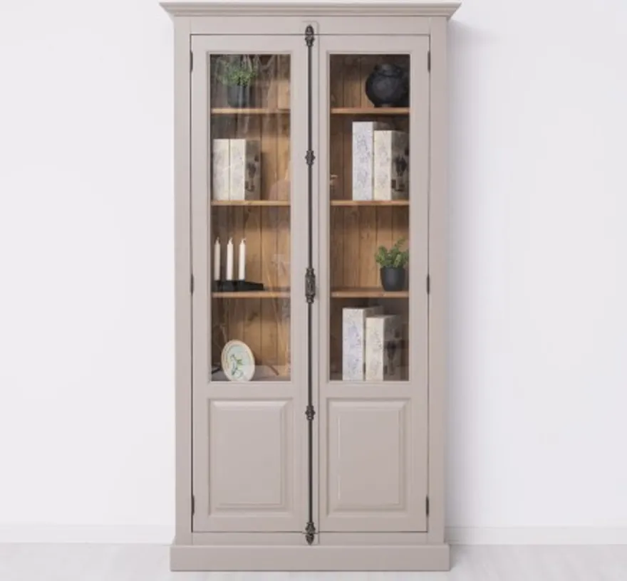 Casa Padrino Vitrine im Landhausstil mit 2 Türen, 110 x 40 x 210 cm