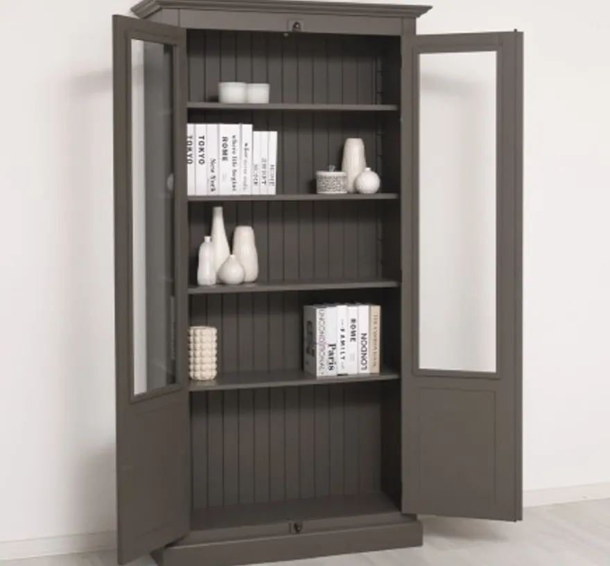 Casa Padrino Vitrine im Landhausstil mit 2 Türen, 110 x 40 x 210 cm