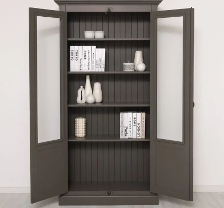 Casa Padrino Vitrine im Landhausstil mit 2 Türen, 110 x 40 x 210 cm