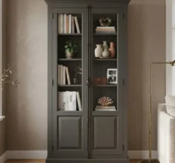 Casa Padrino Vitrine im Landhausstil mit 2 Türen, 110 x 40 x 210 cm