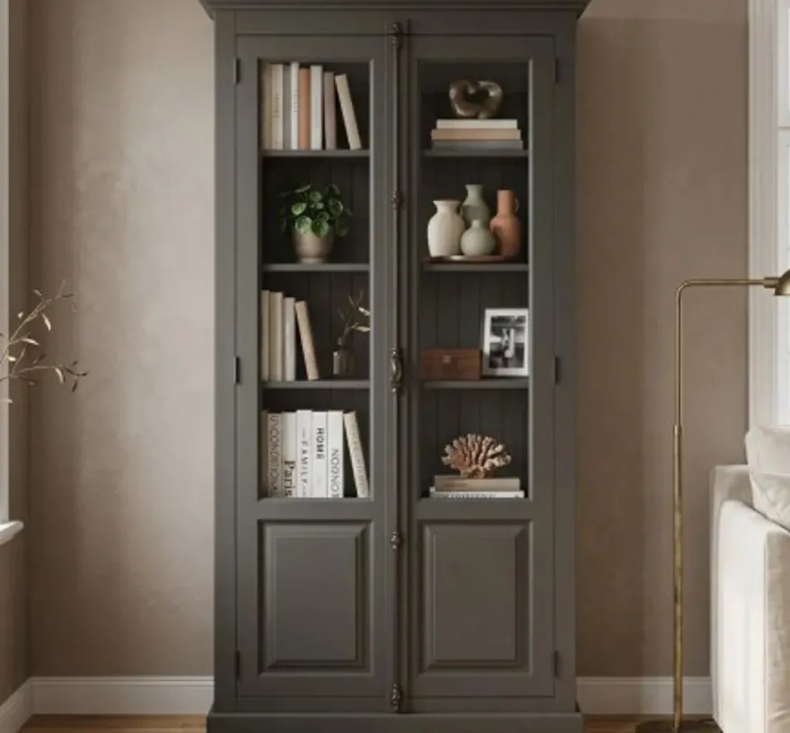 Casa Padrino Vitrine im Landhausstil mit 2 Türen, 110 x 40 x 210 cm