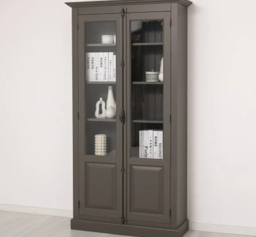 Casa Padrino Vitrine im Landhausstil mit 2 Türen, 110 x 40 x 210 cm