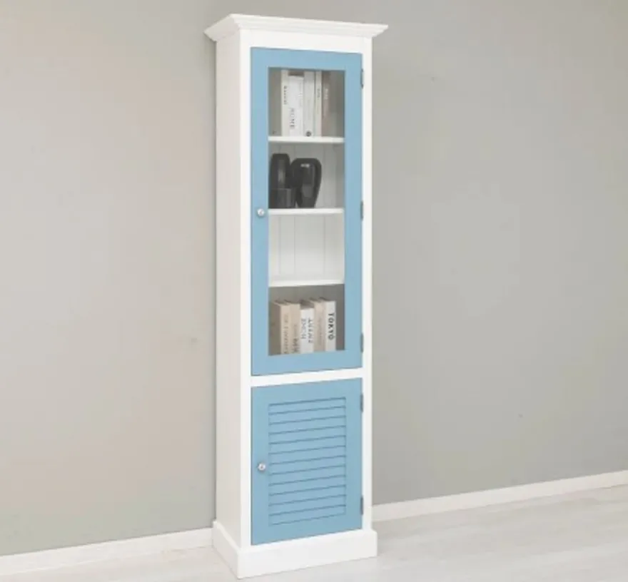 Casa Padrino Vitrine im Landhausstil mit 1 Glastür, 64 x 39 x 210 cm