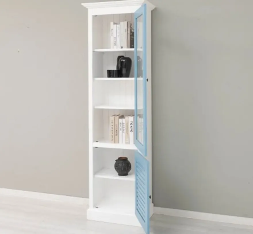 Casa Padrino Vitrine im Landhausstil mit 1 Glastür, 64 x 39 x 210 cm