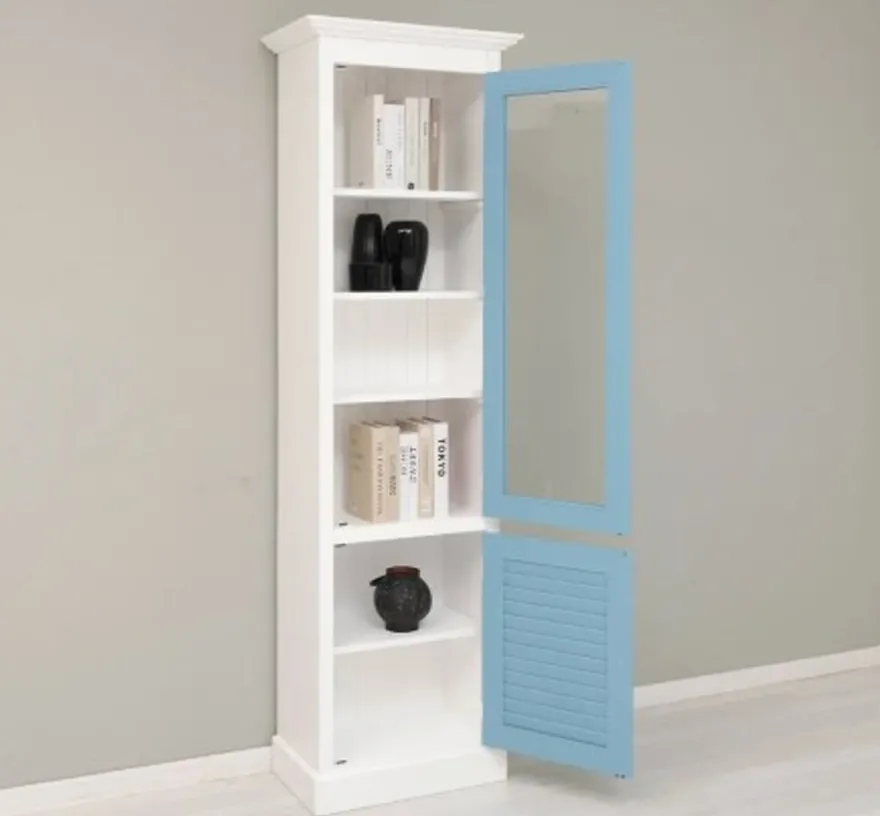Casa Padrino Vitrine im Landhausstil mit 1 Glastür, 64 x 39 x 210 cm