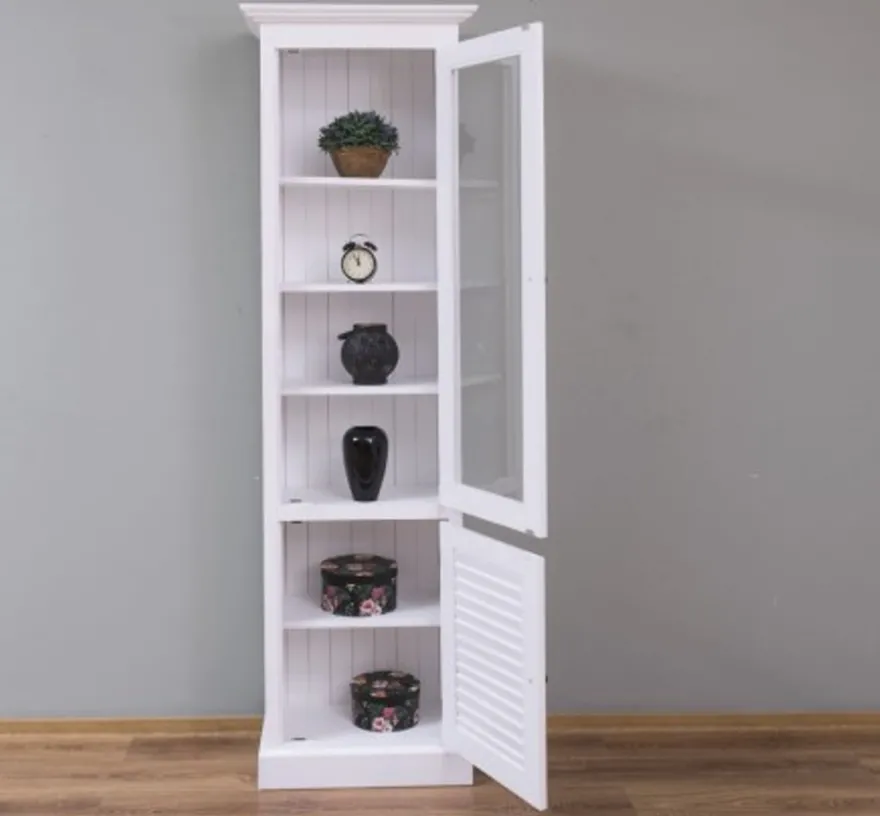 Casa Padrino Vitrine im Landhausstil mit 1 Glastür, 64 x 39 x 210 cm