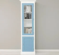 Casa Padrino Vitrine im Landhausstil mit 1 Glastür, 64 x 39 x 210 cm