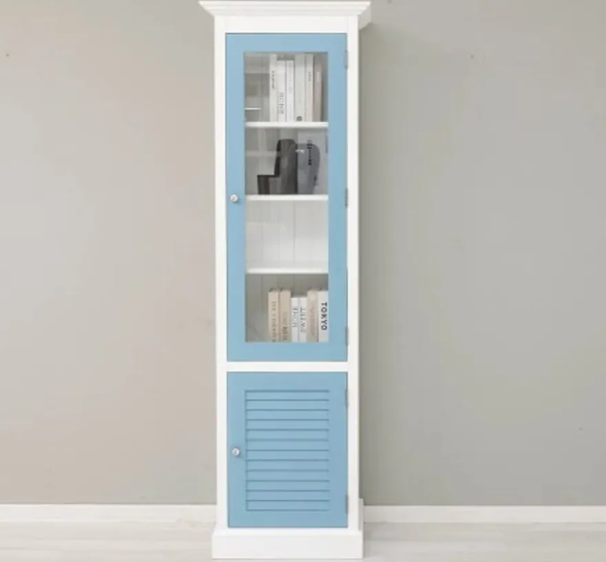 Casa Padrino Vitrine im Landhausstil mit 1 Glastür, 64 x 39 x 210 cm