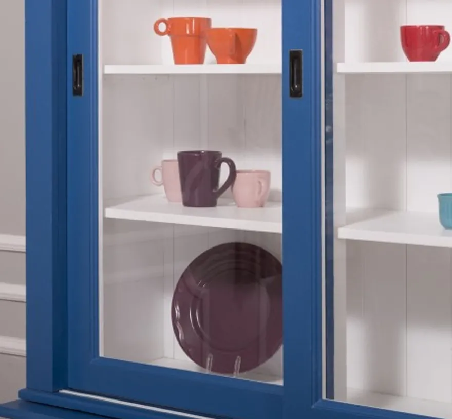 Casa Padrino Vitrine im Landhausstil mit 3 Schiebetüren, 194 x 48 x 212 cm
