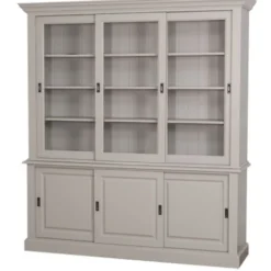 Casa Padrino Vitrine im Landhausstil mit 3 Schiebetüren, 194 x 48 x 212 cm