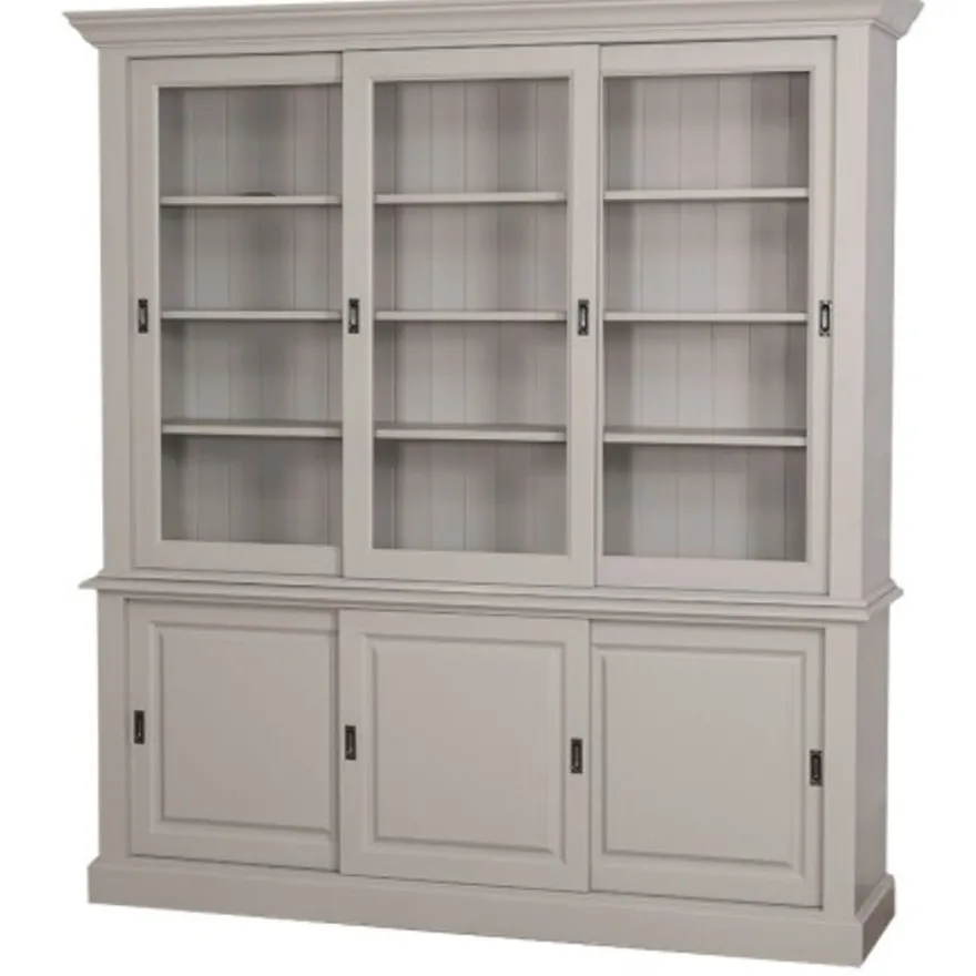 Casa Padrino Vitrine im Landhausstil mit 3 Schiebetüren, 194 x 48 x 212 cm