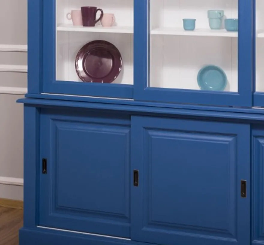 Casa Padrino Vitrine im Landhausstil mit 3 Schiebetüren, 194 x 48 x 212 cm