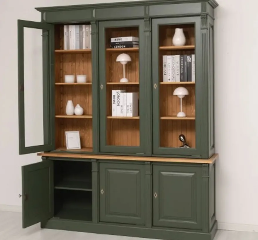 Casa Padrino Vitrine im Landhausstil mit 3 Türen, 183 x 51 x 228 cm