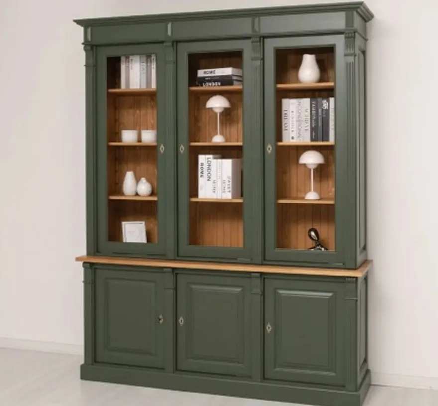 Casa Padrino Vitrine im Landhausstil mit 3 Türen, 183 x 51 x 228 cm