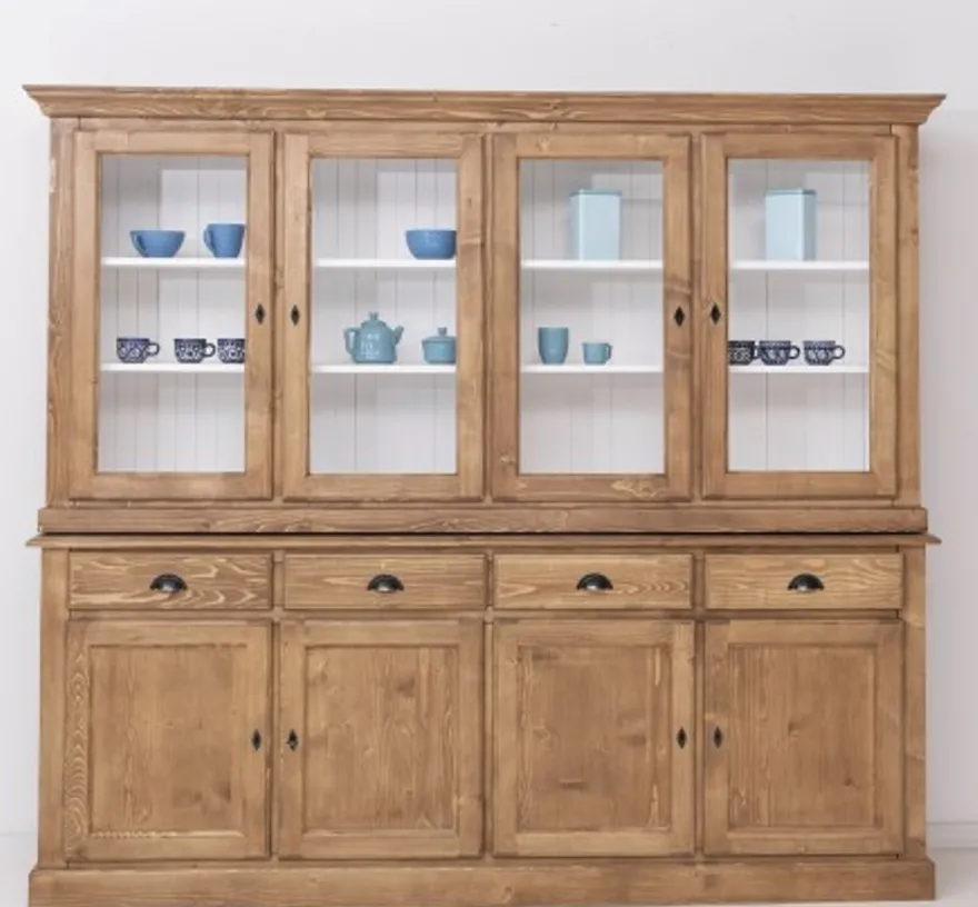 Casa Padrino Vitrine im Landhausstil mit 4 Türen und 4 Schubladen, 230 x 45 x 200 cm