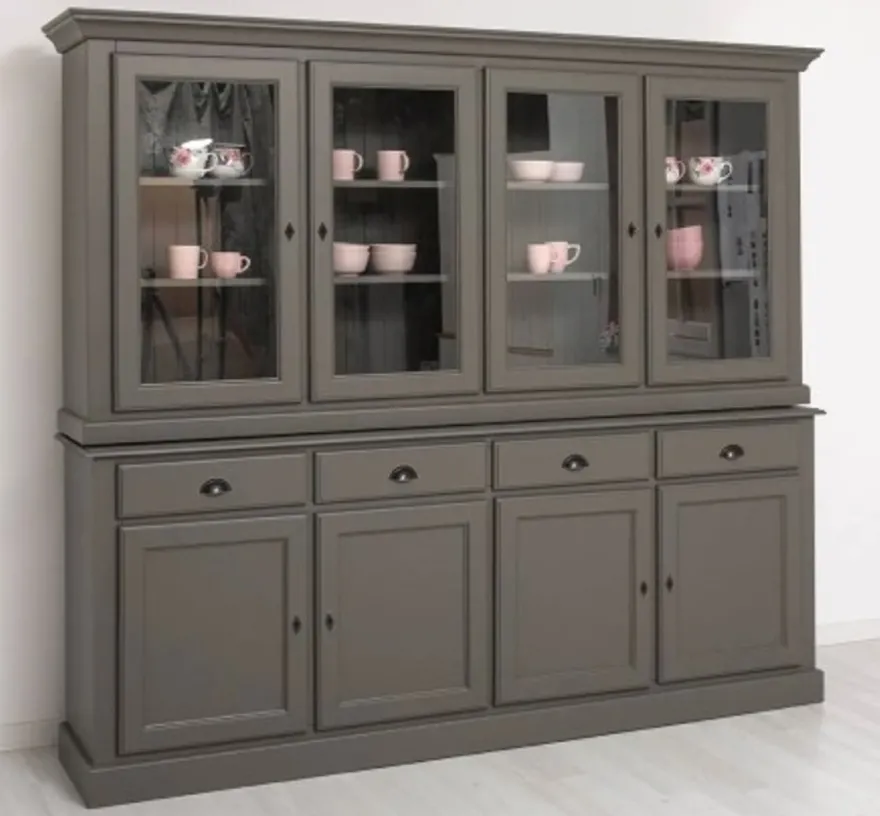 Casa Padrino Vitrine im Landhausstil mit 4 Türen und 4 Schubladen, 230 x 45 x 200 cm