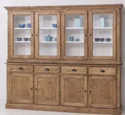 Casa Padrino Vitrine im Landhausstil mit 4 Türen und 4 Schubladen, 230 x 45 x 200 cm