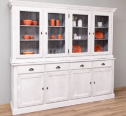Casa Padrino Vitrine im Landhausstil mit 4 Türen und 4 Schubladen, 230 x 45 x 200 cm