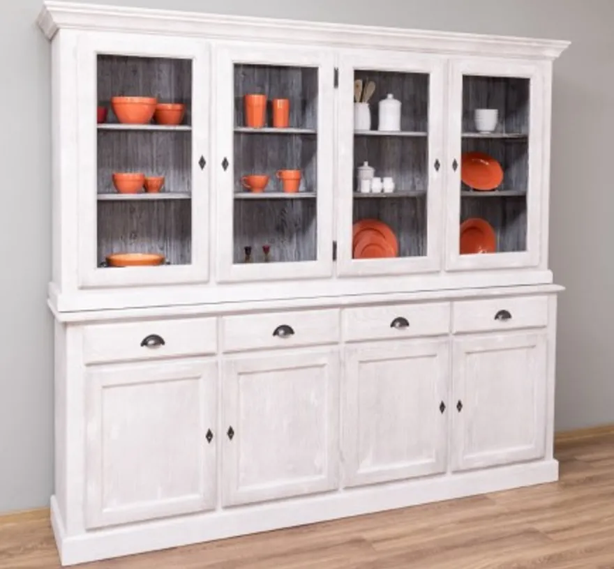 Casa Padrino Vitrine im Landhausstil mit 4 Türen und 4 Schubladen, 230 x 45 x 200 cm