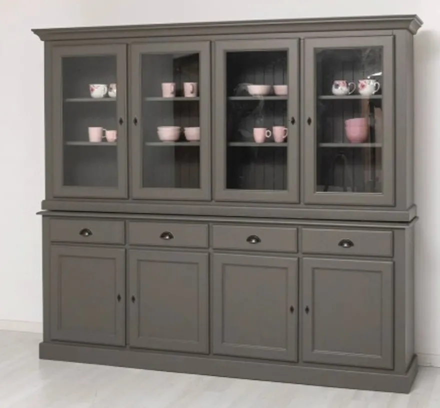Casa Padrino Vitrine im Landhausstil mit 4 Türen und 4 Schubladen, 230 x 45 x 200 cm