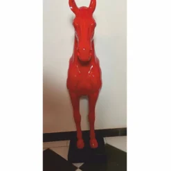 Casa Padrino Wanddeko Skulptur Pferd Rot / Schwarz H. 96 cm - Deko Figur