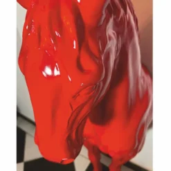 Casa Padrino Wanddeko Skulptur Pferd Rot / Schwarz H. 96 cm - Deko Figur