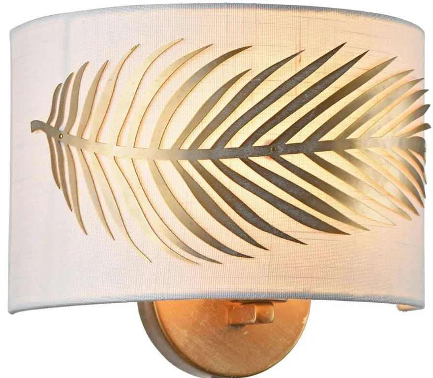 Casa Padrino Wandleuchte Farnblatt Design Gold / Weiß 24 x 12 x H. 19 cm - Luxuriöse Wandlampe