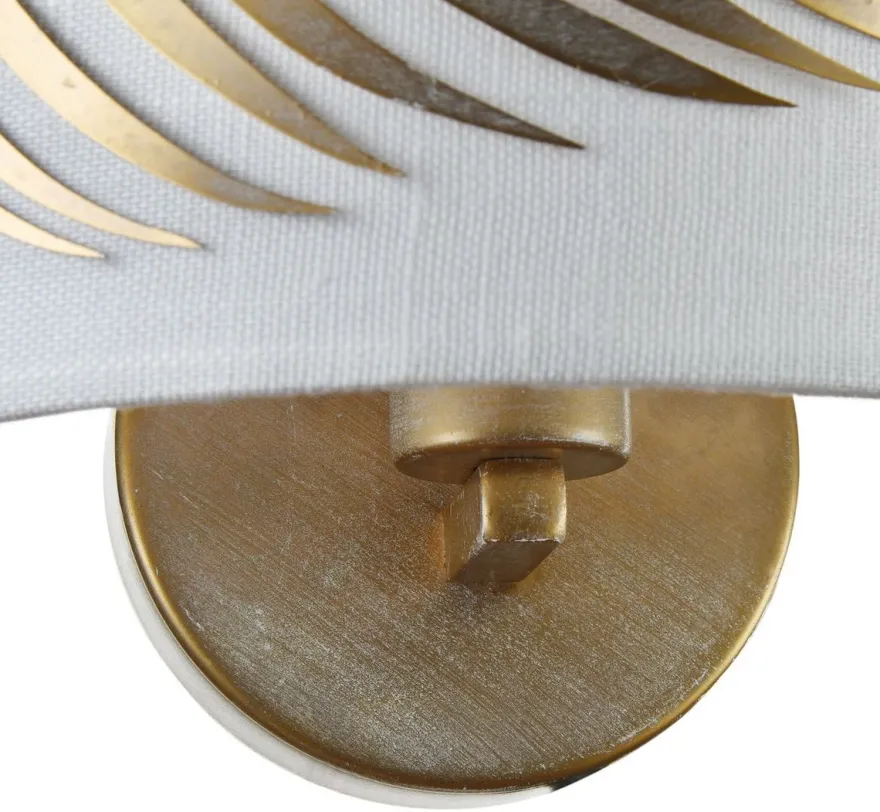 Casa Padrino Wandleuchte Farnblatt Design Gold / Weiß 24 x 12 x H. 19 cm - Luxuriöse Wandlampe