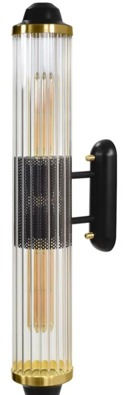 Casa Padrino Wandleuchte Messing / Schwarz 10,5 x 18 x H. 68,5 cm - Luxus Qualität