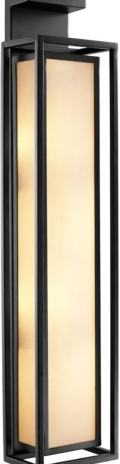 Casa Padrino Wandleuchte Schwarz / Beige 15 x 11 x H. 70 cm - Luxus Hotel & Restaurant Leuchte