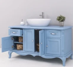 Casa Padrino Waschtisch im Landhausstil mit 4 Türen und 2 Schubladen, 140 x 57 x 75 cm
