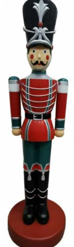 Casa Padrino Weihnachts Deko Skulptur Nussknacker Mehrfarbig / Silber H. 200 cm - Wetterbeständige XXL Dekofigur - Weihnachts Deko Accessoires XXL