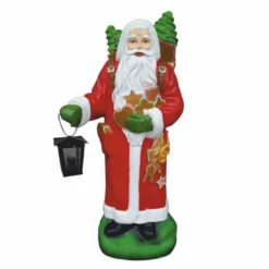 Casa Padrino Weihnachtsmann Deko Skulptur mit Laterne H. 92 cm - Weihnachts Dekoration