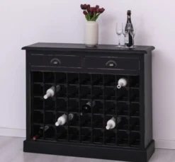Casa Padrino Weinregal im Landhausstil mit 2 Schubladen, 110 x 34 x 90 cm