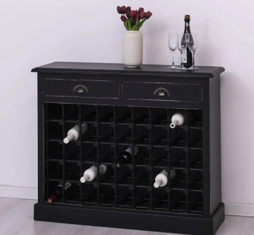 Casa Padrino Weinregal im Landhausstil mit 2 Schubladen, 110 x 34 x 90 cm