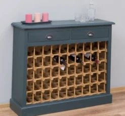 Casa Padrino Weinregal im Landhausstil mit 2 Schubladen, 110 x 34 x 90 cm