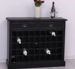 Casa Padrino Weinregal im Landhausstil mit 2 Schubladen, 110 x 34 x 90 cm