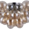 Casa Padrino Wohnzimmer Deckenleuchte Bernsteinfarben / Silber Ø 50 x H. 32 cm - Moderne Deckenlampe
