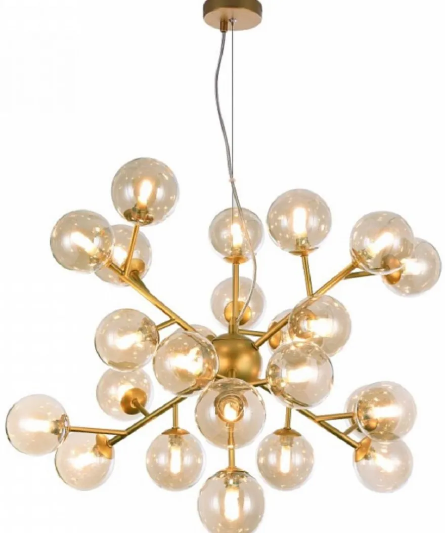 Casa Padrino Wohnzimmer Hängeleuchte Gold Ø 65 x H. 40 cm - Hängelampe mit kugelförmigen Lampenschirmen